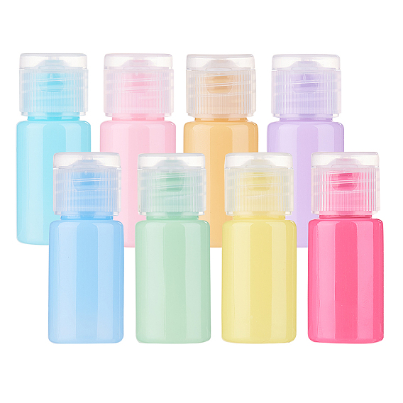 Macaron Color Empty Flip Cap Plastic Bottle Container, For Travel Liquid Cosmetic Sample Bottles