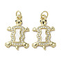 Brass Micro Pave Cubic Zirconia Pendants, Cadmium Free & Lead Free, with Shell, Tortoise