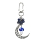Tibetan Style Alloy Moon Pendant Decoration, with Mushroom Lampwork and Gemstone Chips Alloy Swivel Clasps Charms