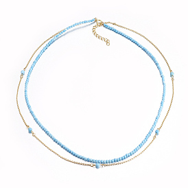 Ожерелья из натурального драгоценного камня, слоистые ожерелья, с латунной фурнитурой 