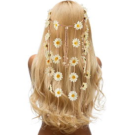 Ткань подсолнух хиппи повязка на голову цветочная корона, свадебная вечеринка пляж свадебные декоративные аксессуары для волос украшение для волос в виде лозы