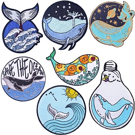 Computerized Embroidery Cloth Self Adhesive Patches, Stick On Patch, Costume Accessories, Appliques, Ocean Theme