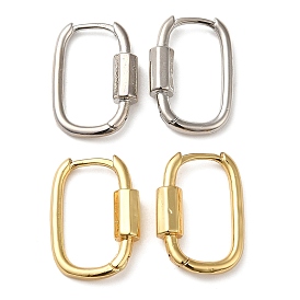 Rack Plating Brass Oval Hoop Earrings for Women, Lead Free & Cadmium Free, Long-Lasting Plated