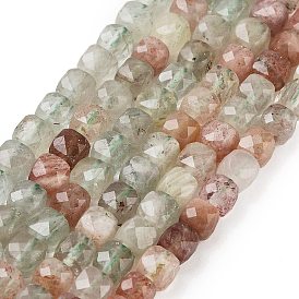 Natural Quartz Beads Strands, Faceted, Cube