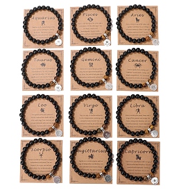 Браслеты из натуральных бусин тигрового глаза и агата, браслеты с подвесками в виде созвездий, круглые