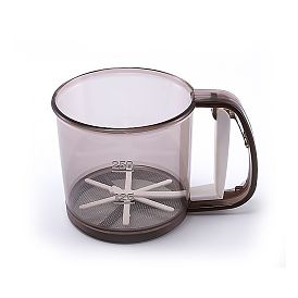 Semi-automatic Plastic Sifter Cup Flour Sieve, with 201 Stainless Steel, for Baking Straining Powdering
