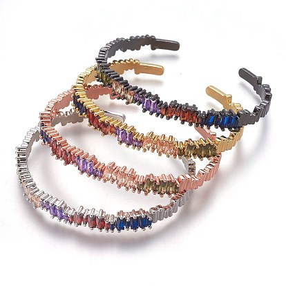 Brass Cuff Bangles, with Cubic Zirconia