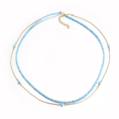 Ожерелья из натурального драгоценного камня, слоистые ожерелья, с латунной фурнитурой 