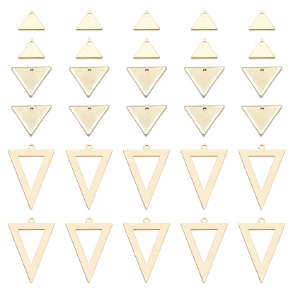 30Pcs 3 Style Brass Charms, Triangle