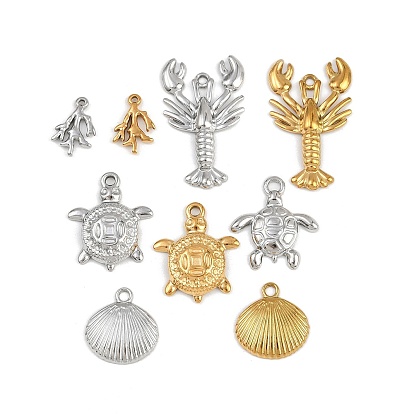 Морские животные 304 подвески из нержавеющей стали, форма панциря черепахи-лобстера из кораллов