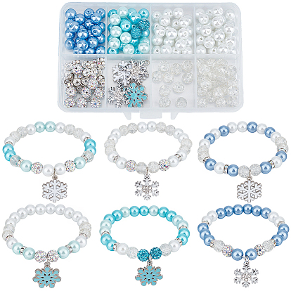 Наборы для изготовления браслетов своими руками, включая стеклянные, латунные и полимерные глиняные бусины со стразами, Подвески из сплава , латунные открытые прыжковые кольца и эластичная хрустальная струна