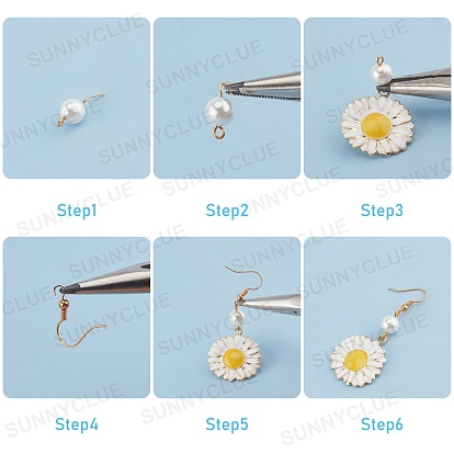 SUNNYCLUE DIY Flower Earring Kits, Including Alloy Enamel Pendants, Brass Earring Hooks, Glass Pearl Beads