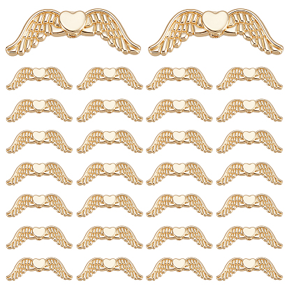 50шт. бусины из сплава с покрытием стойки, крыло с сердцем