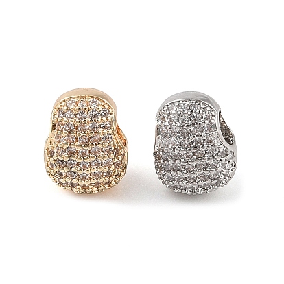 Brass Micro Pave Clear Cubic Zirconia Pendants, Cadmium Free & Nickel Free & Lead Free, Potato