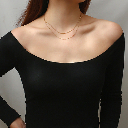 Stainless Steel Double Layer Necklaces, Choker Necklace for Women