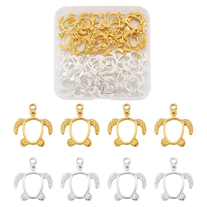 40 шт. 2 цвета сплава открытая задняя часть подвески безель, для diy уф смолы, эпоксидная смола, Прессованные цветочные украшения, черепаха