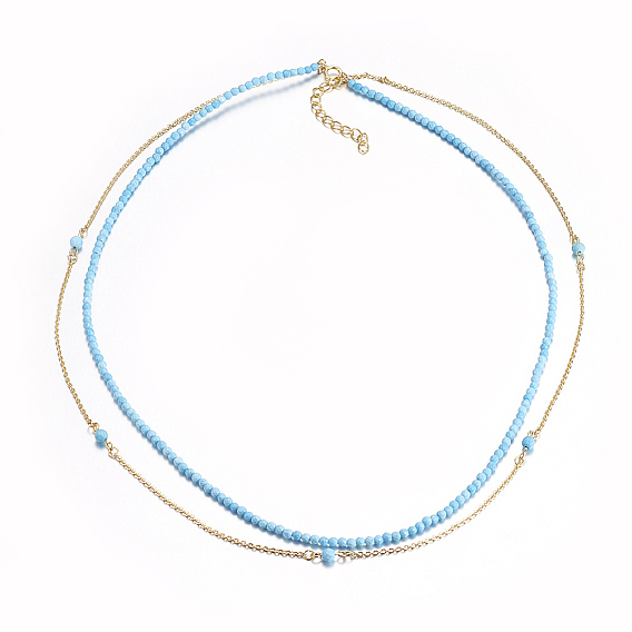 Ожерелья из натурального драгоценного камня, слоистые ожерелья, с латунной фурнитурой 