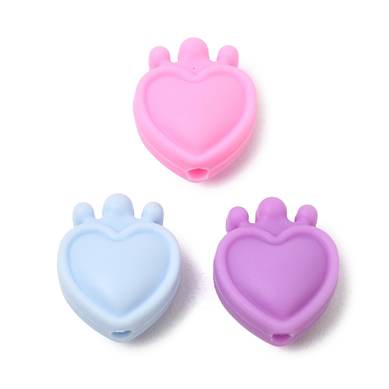 Silicone Focal Beads, Heart & Crown
