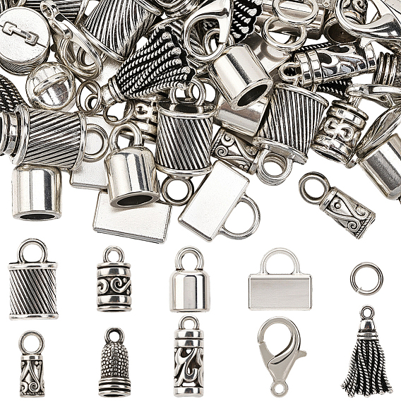 Набор для изготовления ювелирных изделий своими руками, включая концы шнура из сплава и застежки-лобстеры, латунные кольца прыжок открыт