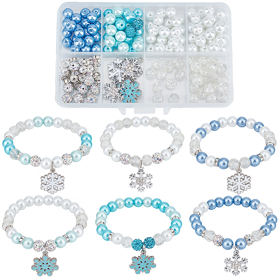 Наборы для изготовления браслетов своими руками, включая стеклянные, латунные и полимерные глиняные бусины со стразами, Подвески из сплава , латунные открытые прыжковые кольца и эластичная хрустальная струна