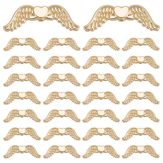 50шт. бусины из сплава с покрытием стойки, крыло с сердцем