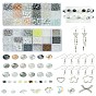 DIY baumeln Ohrring Schmuck Kits, einschließlich Glasperlen, Perlen, CCB-Kunststoffperlenrahmen, Ohrringhaken aus Eisen und Schleife aus Nylon