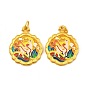 Alloy Pendants, with Double-Sided Enamel and Jump Ring, Flower with Deer Charm