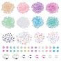 1400Pcs 12 Style Craft Style Acrylic Beads, Horizontal Hole, Heart & Round & Flat Round with Initial Letter, Glass Seed Beads, Ceylon