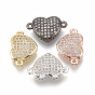 Brass Micro Pave Cubic Zirconia Links, Heart