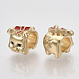 Alloy European Beads, with Red Enamel, Large Hole Beads, Piggy with Bowknot