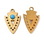 Ion Plating(IP) 304 Stainless Steel Pendants, Dart Charms, with Synthetic Turquoise