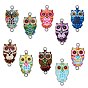 10 шт. 10 цвета эмалевые соединители из цинкового сплава, сова форма, платина