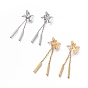 304 Stainless Steel Chain Tassel Earrings, with Ear Nuts, Butterfly with Bar