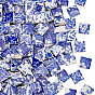 500G 5 Styles Handmade Porcelain Cabochons, Square with Flower Pattern