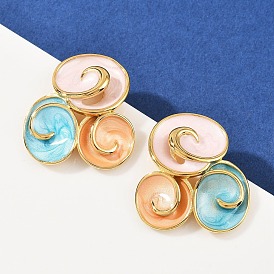 304 женские серьги-гвоздики в форме спирали из нержавеющей стали с эмалью