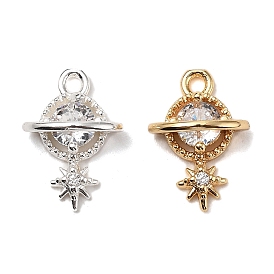 Латунные микропаве прозрачные кубические циркониевые подвески, без кадмия, без никеля и без свинца, планета со звездой