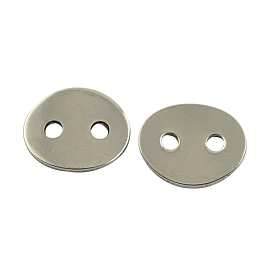 201 Stainless Steel Buttons, 2-Hole, Oval, 14x12x2mm, Hole: 2mm