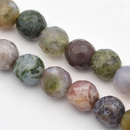 Граненые круглые естественные индийский агат бисер пряди