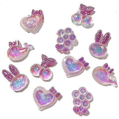 Двухцветные смоляные кабошоны, с блеском порошок, разнообразные