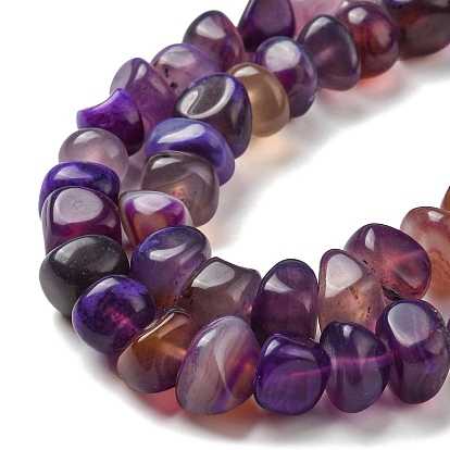 Natural Agate Beads Strands, Dyed, Nuggets