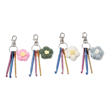 Алюминиевые крючки для вязания и хлопковые вязаные украшения в виде цветов, Поворотные застежки-лобстеры из сплава, подвески для украшений сумок, платина