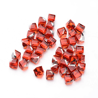 Faceted Cube Glass Cabochons, 6x6x6mm