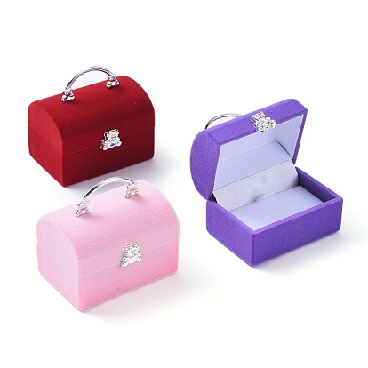 Lady Bag with Bear Shape Velvet Jewelry Boxes, Portable Jewelry Box Organizer Storage Case, for Ring Earrings Necklace