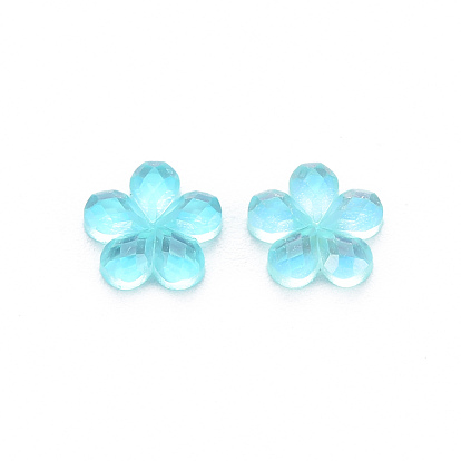 Transparent Resin Cabochons, AB Color Plated, Flower