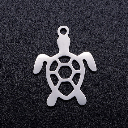 304 Stainless Steel Hollow Pendants, Laser Cut, Turtle
