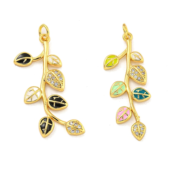 Настоящие 18 k позолоченные латунные подвески с микропаве и кубическим цирконием, без кадмия, без никеля и без свинца, с эмалью и кольцами для прыжков, лист
