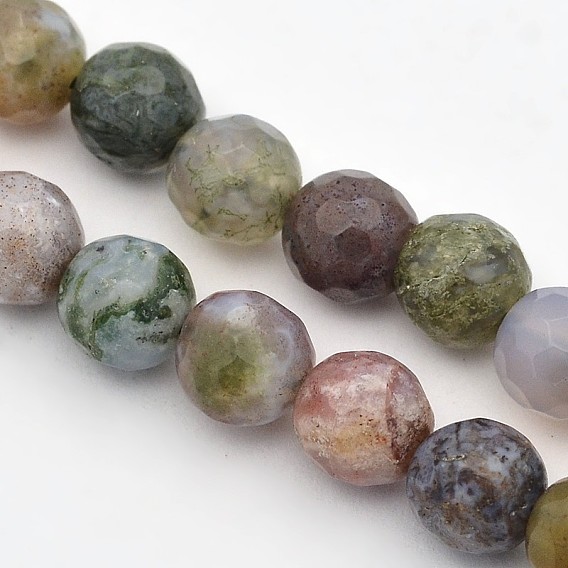 Граненые круглые естественные индийский агат бисер пряди