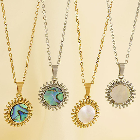 304 ожерелья с подвесками из натуральной ракушки и солнца из нержавеющей стали