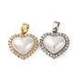 Латунные микро проложить кубического циркония подвески, сердце, с абс пластмассовой имитационной жемчужиной, долговечный, без кадмия и без свинца, стойки покрытие