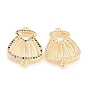 Brass Micro Pave Cubic Zirconia Links Connectors, Long-Lasting Plated, Shell Shape, Real 18K Gold Plated